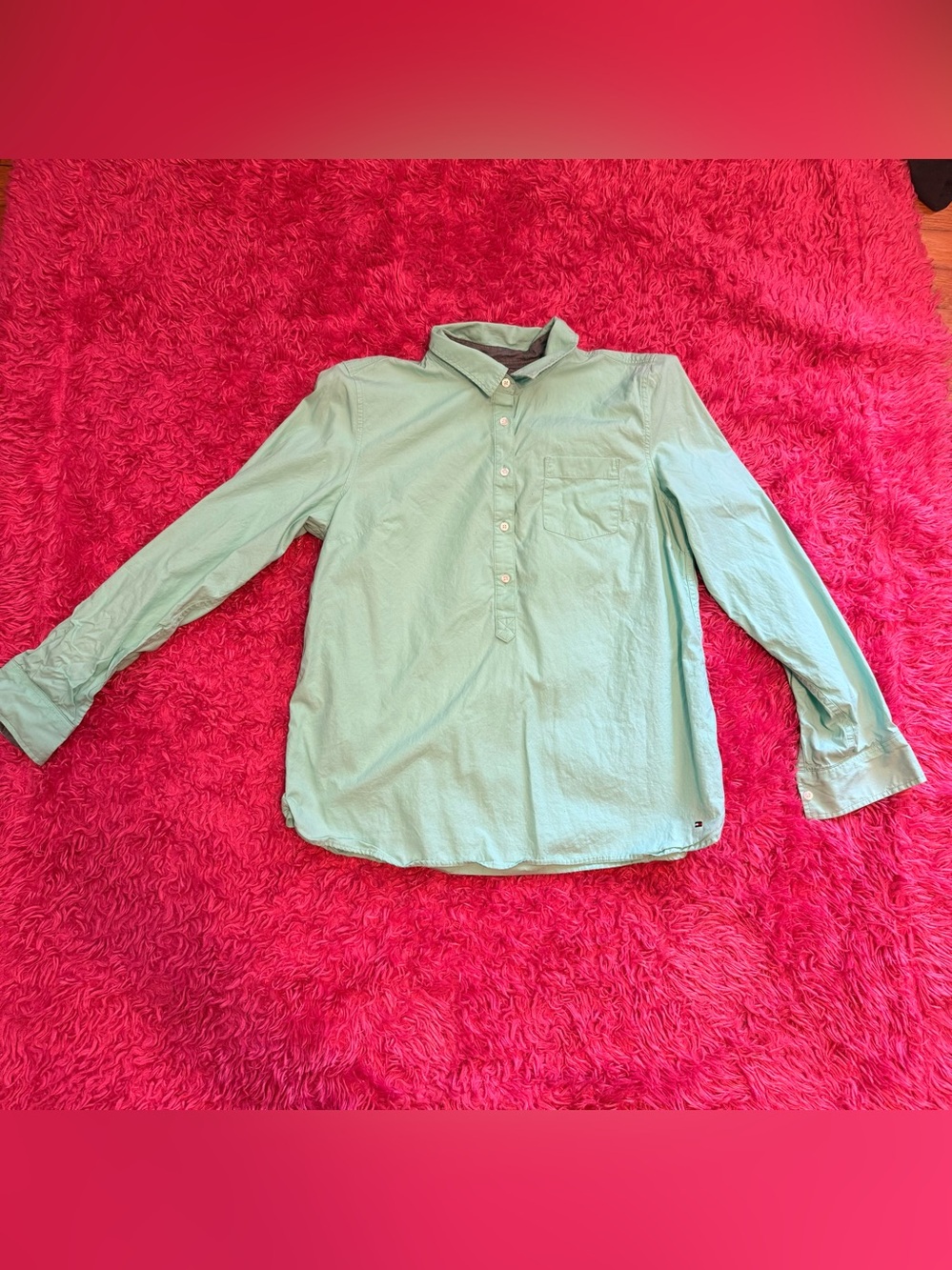Woman’s Long-Sleeve Light Mint Button-Up Shirt